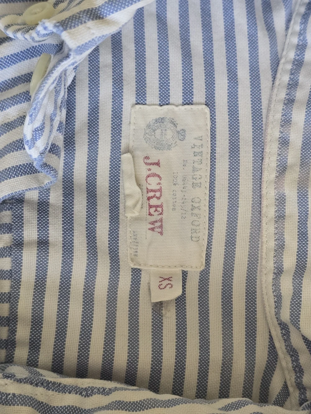 J. Crew Vintage Oxford Light Blue and White Stripe Button-Down Shirt Sz XS
